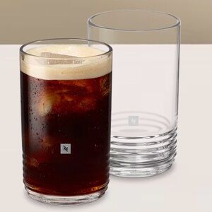 NIB 🦋 NESPRESSO Ribbed Glass Tumblers | Set of 2